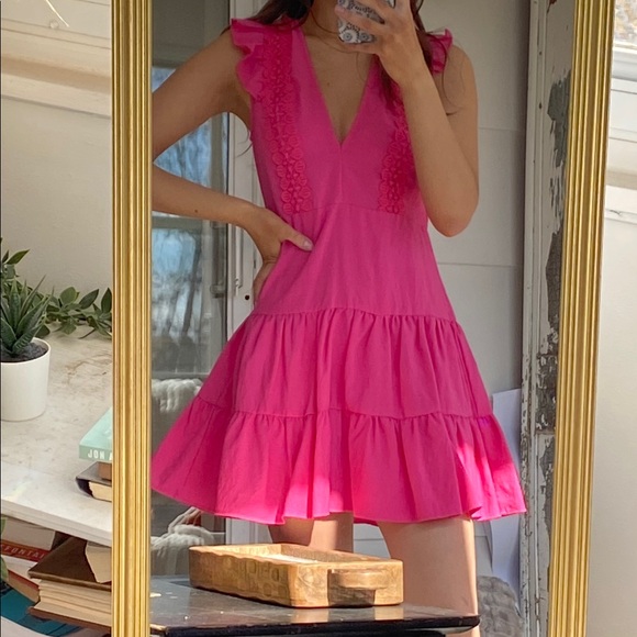 Pink Ruffle Mini Dress - Picture 1 of 5